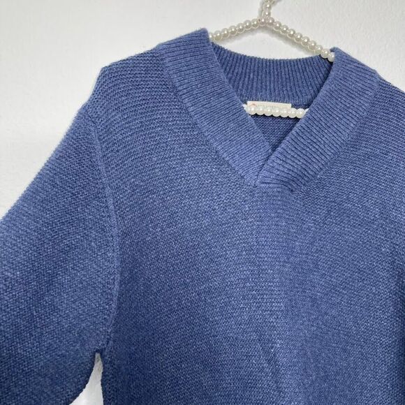 Marine Layer Mens Sweater Large Knit Pullover Navy Blue Shawlneck Sven V-Neck - Picture 1 of 7